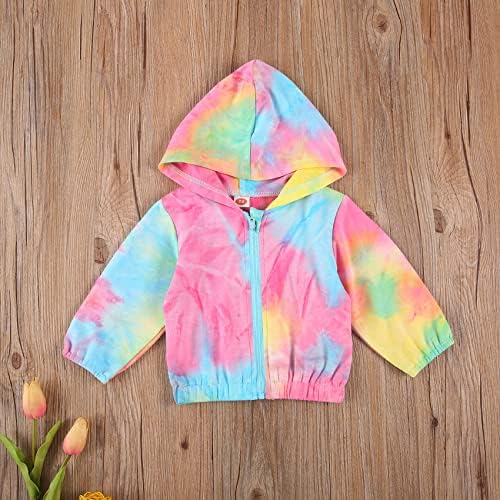 Lefyira - Rainbow Tie-Dye Long Sleeve Windbreaker Jacket for Babies