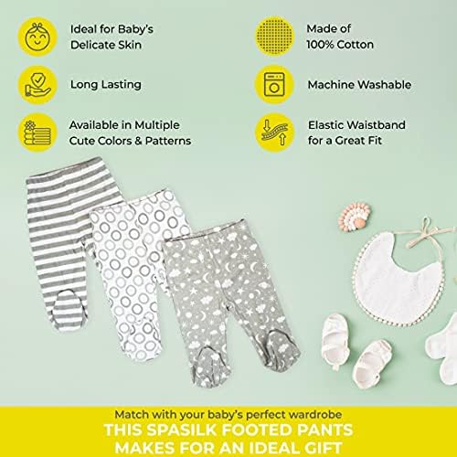 Spasilk Baby Boys 3-Pack Cotton Pull-On Footed Pants