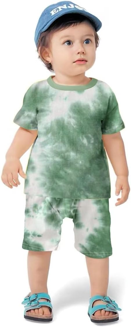 Coolago Tie Dye Toddler Boy Summer Outfits 4-Piece Set
