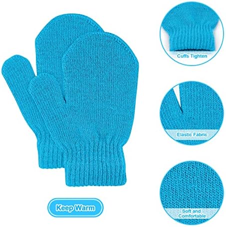 MENOLY 4 Pairs Toddler Magic Stretch Mittens Winter Warm Kids Knit Gloves