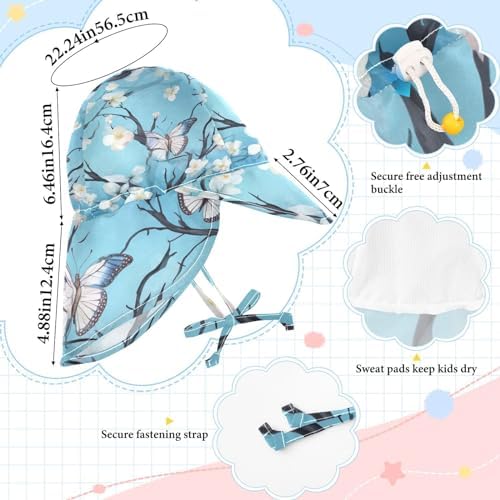J JOYSAY Blue Butterflies Toddler Sun Hat