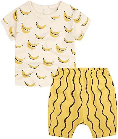 Sanlutoz Toddler Boys Banana T-Shirt Cotton Shorts Set