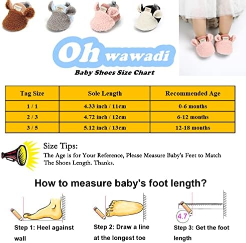 Ohwawadi Cozy Fuzzy Baby Slippers for Crawlers Walkers