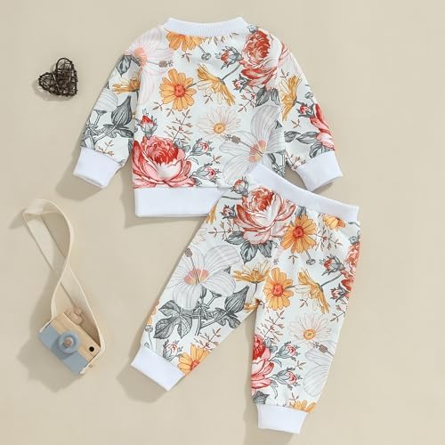 Cute Fall Girls Set with Soft Material and Floral Design