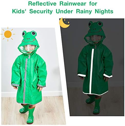 SSAWcasa 3D Cartoon Skeleton Rain Poncho for Kids Waterproof Hooded Jacket