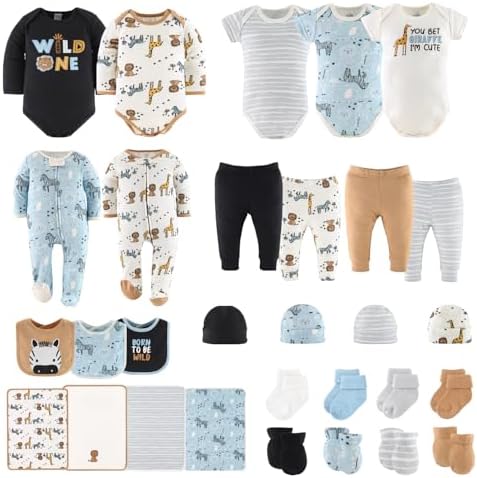 The Peanutshell Safari Layette Gift Set - 30 Piece Newborn to 9 Months