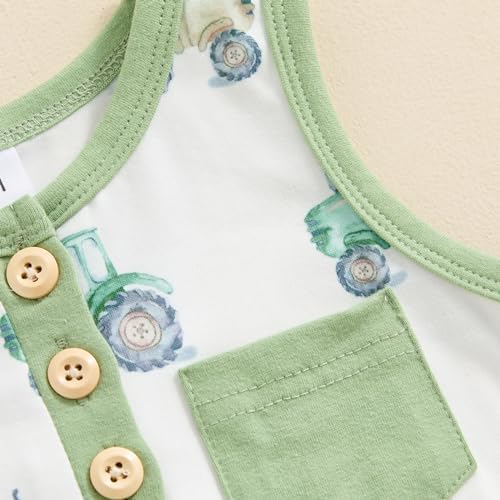Adorable Summer Baby Romper with tractor print