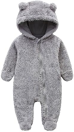 Newborn Baby Jumpsuit Hooded Fleece Romper