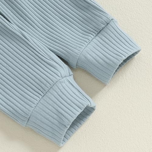 Baby Boy 3-6-12-18 Months Ribbed Knit Romper and Pants Set
