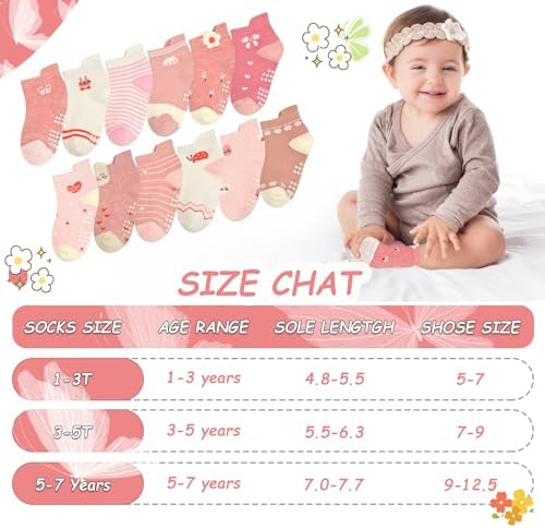 SkiBeaut Toddler Non-Slip Ankle Socks - Adorable Grips for Kids
