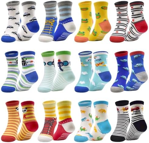 SkiBeaut Non-Slip Crew Socks for Babies Kids 0-7