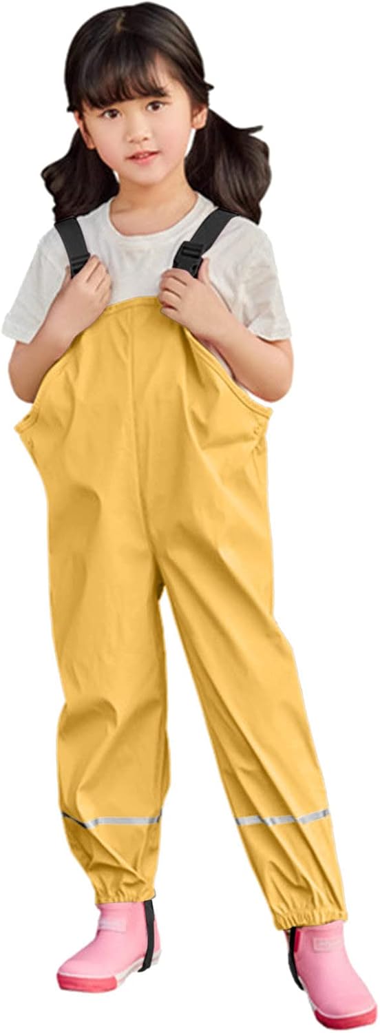 Kids Toddler Waterproof Rain Pants with Hood 8-9 Years
