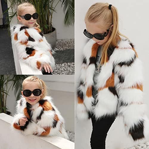 Moonker Girls Faux Fur leopard Print Winter Coat 3-8 Years