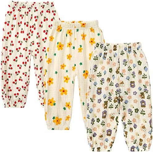 3-Piece Summer Toddler Cotton Pants soft breathable stretch fabric