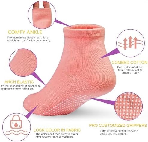 GRPSKCOS 12 Pairs Non-Slip Baby Socks for 0-7 Years
