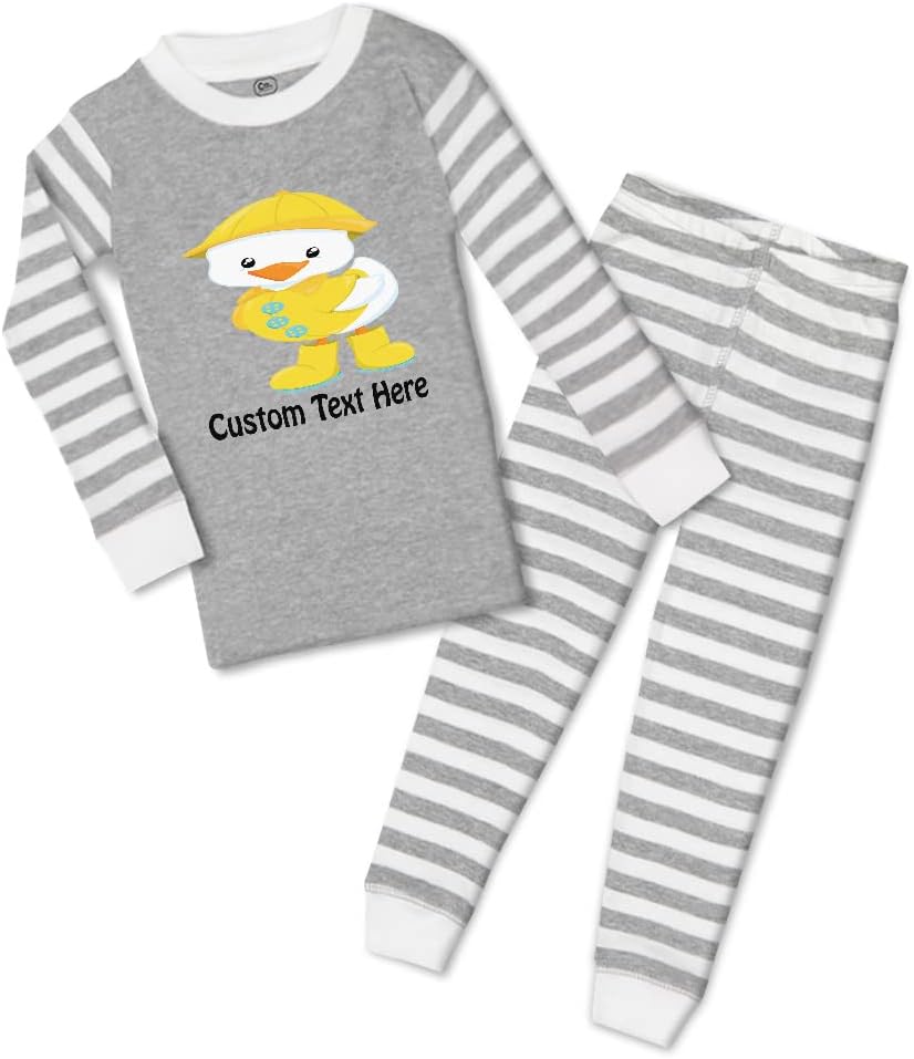 Cute Rascals Custom Boy Girl Cotton Toddler Pajama Set Snug Fit Stripes Grey