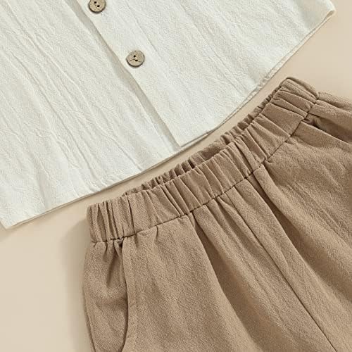 Qualitykaruedoo Toddler Boy Cotton Linen Shorts Set