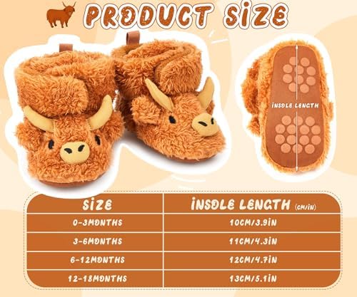 ShinyMatch Highland Cow Booties for Newborn
