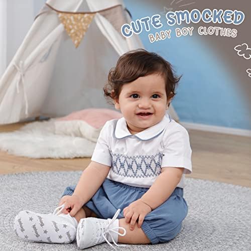 Booulfi - Smocked Baby Boy Set - Summer Weddings Special Occasions