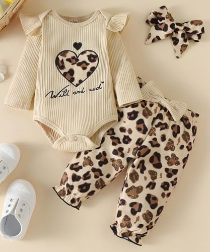 Fullfamous Baby Girls Frill Long Sleeve Romper Pant Set