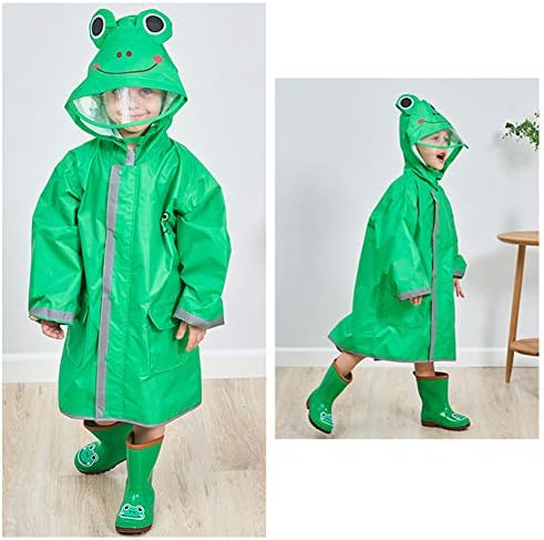 SSAWcasa 3D Cartoon Skeleton Rain Poncho for Kids Waterproof Hooded Jacket
