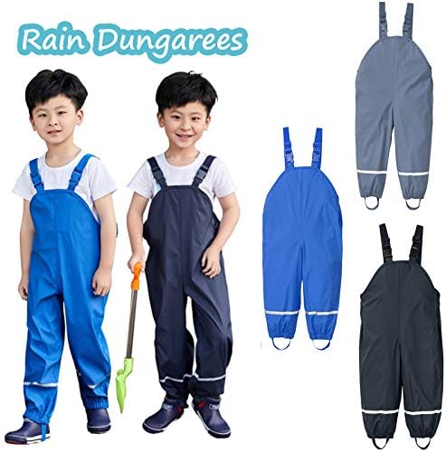 Rntop Kids Susender Rain Pants Toddler Unisex Lightweight Water-Proof
