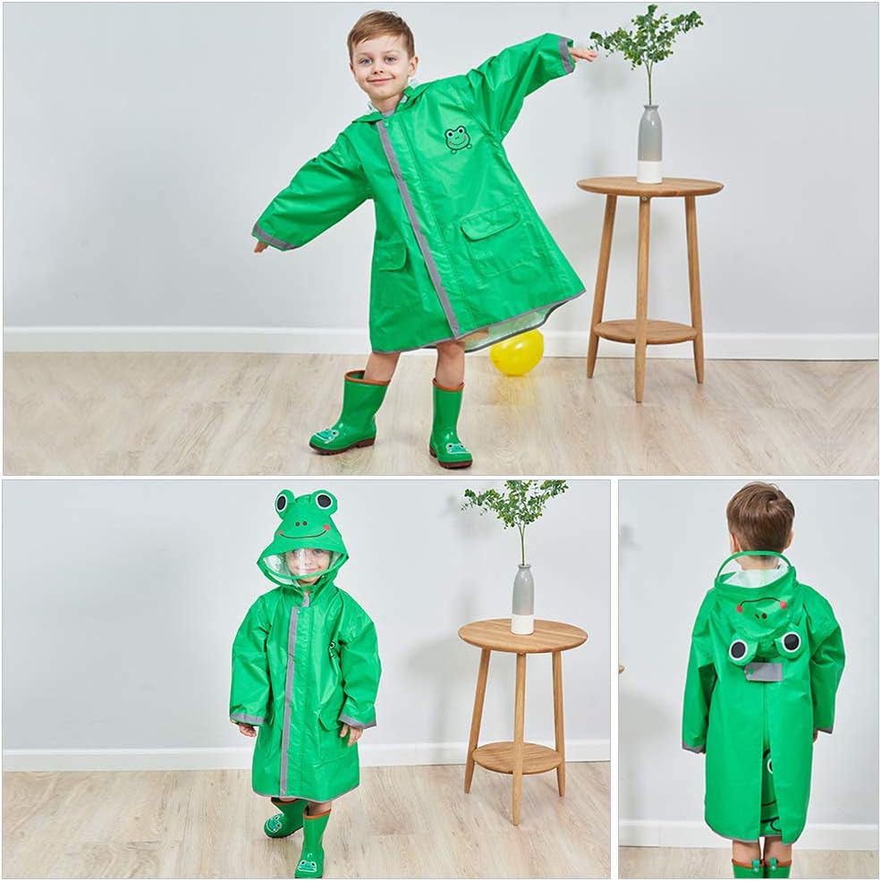 SSAWcasa 3D Cartoon Skeleton Rain Poncho for Kids Waterproof Hooded Jacket