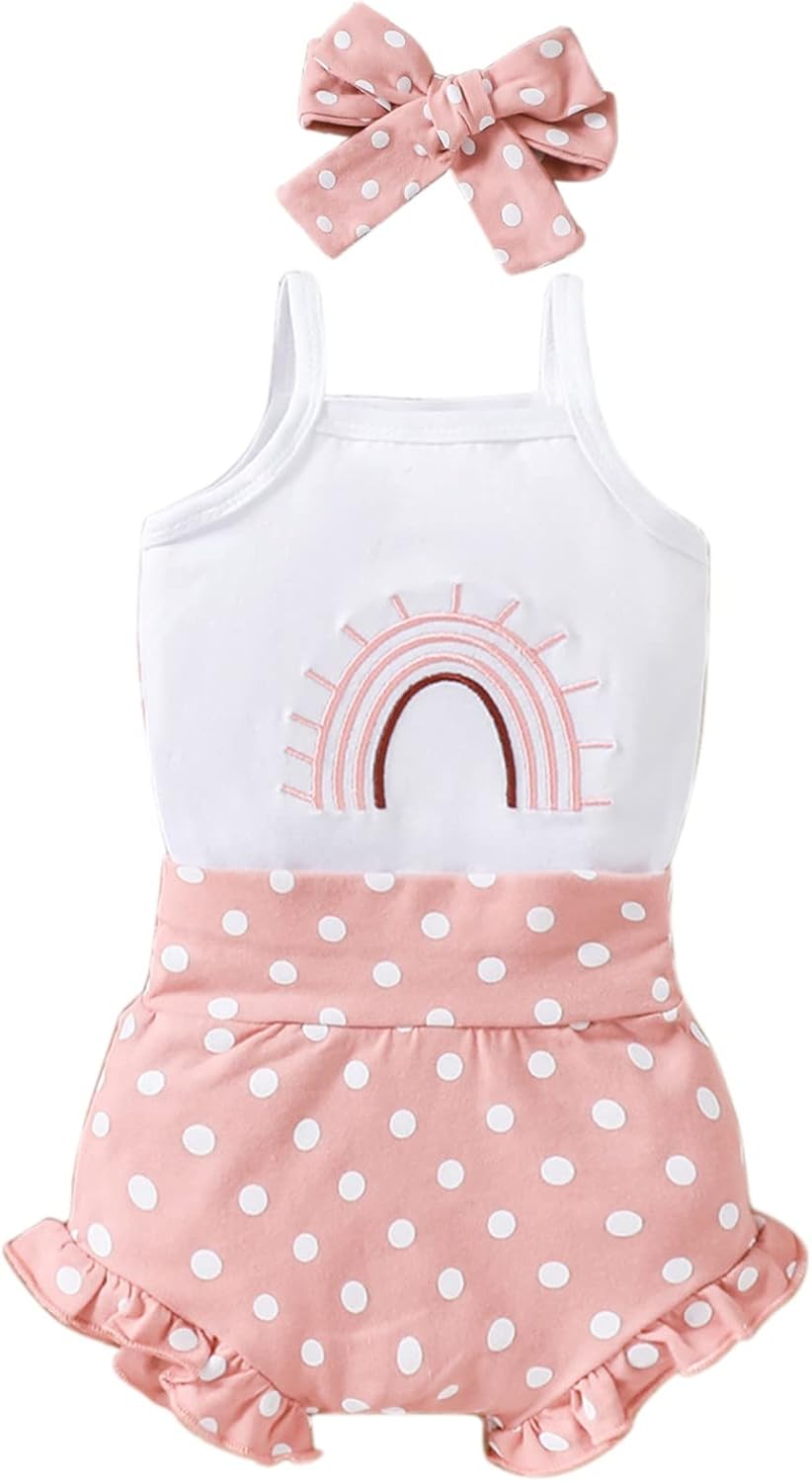 One Year Old Girl Camisole Romper Set