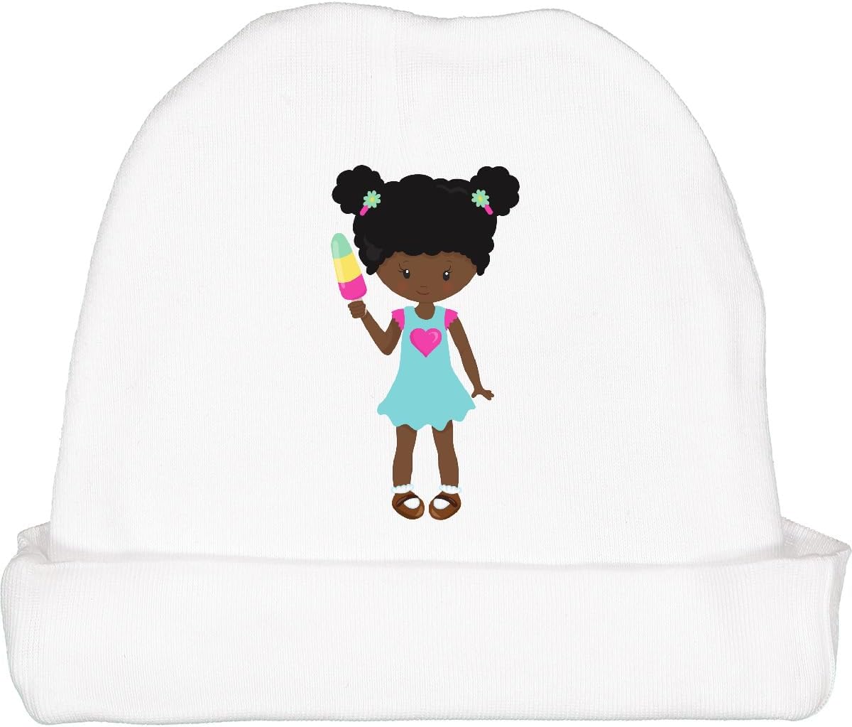 Inktastic Girl with Ice Cream Baby Beanie Hat African American Style