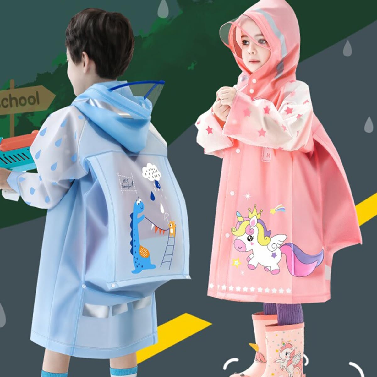 Bright Cute Kids Rain Coats for Boys Girls