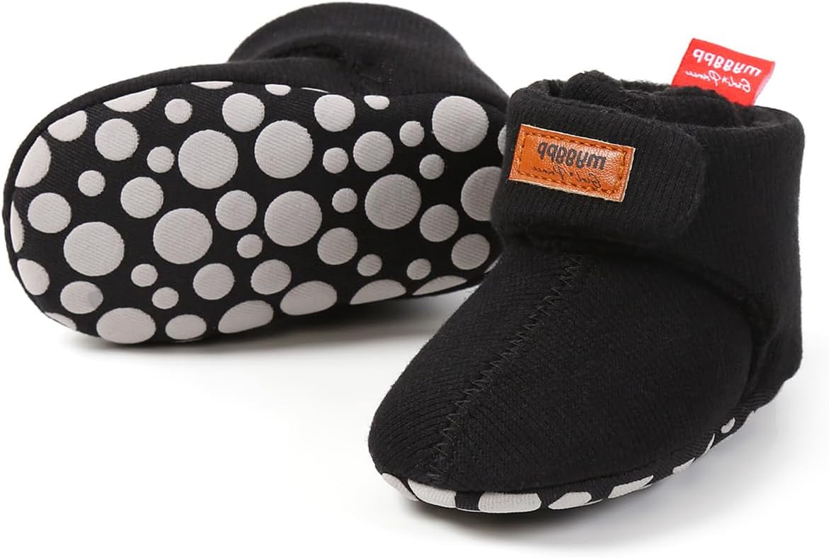 E-FAK Newborn Baby Cozy Fleece Booties with Grippers for Winter