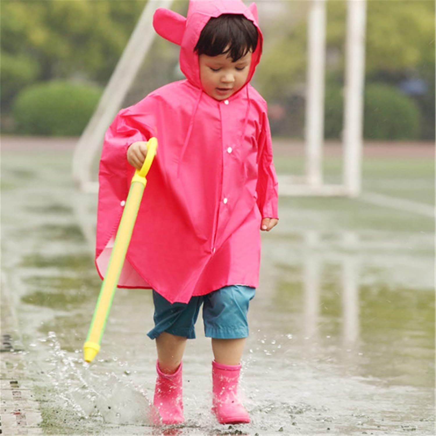 Toddler Rain Boots with Easy On Handles - Non-Slip Lightweight