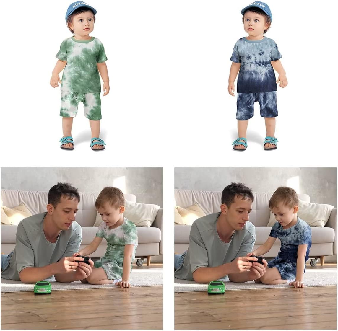 Coolago Tie Dye Toddler Boy Summer Outfits 4-Piece Set