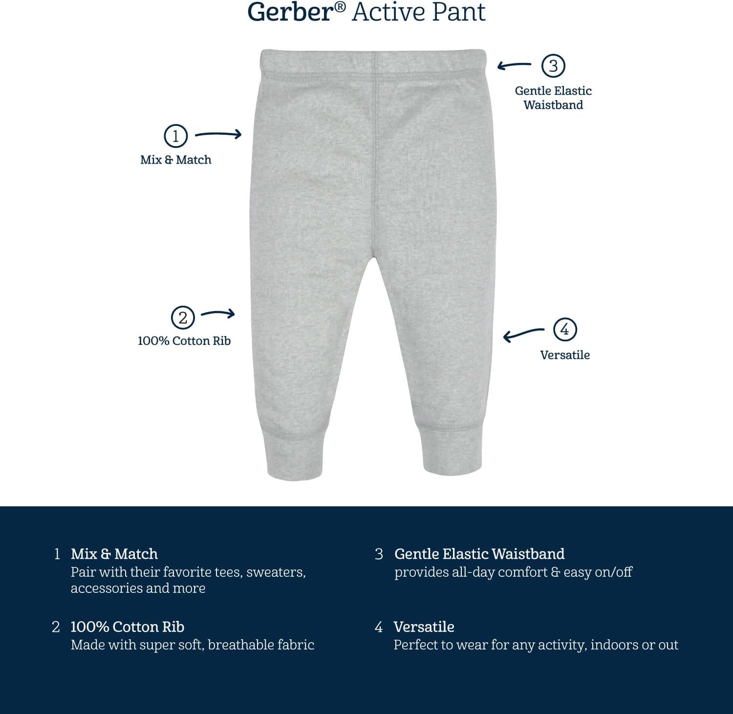 Gerber Baby Girls Multi-Pack Active Pants Set