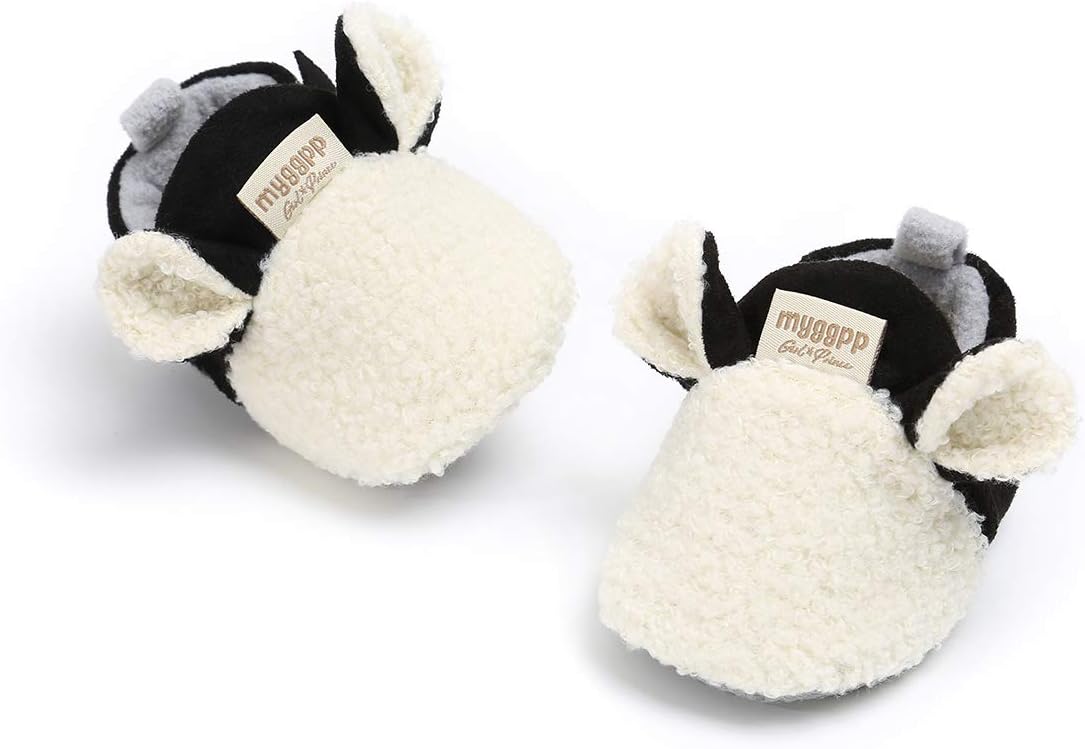 Ohwawadi Cozy Fuzzy Baby Slippers for Crawlers Walkers