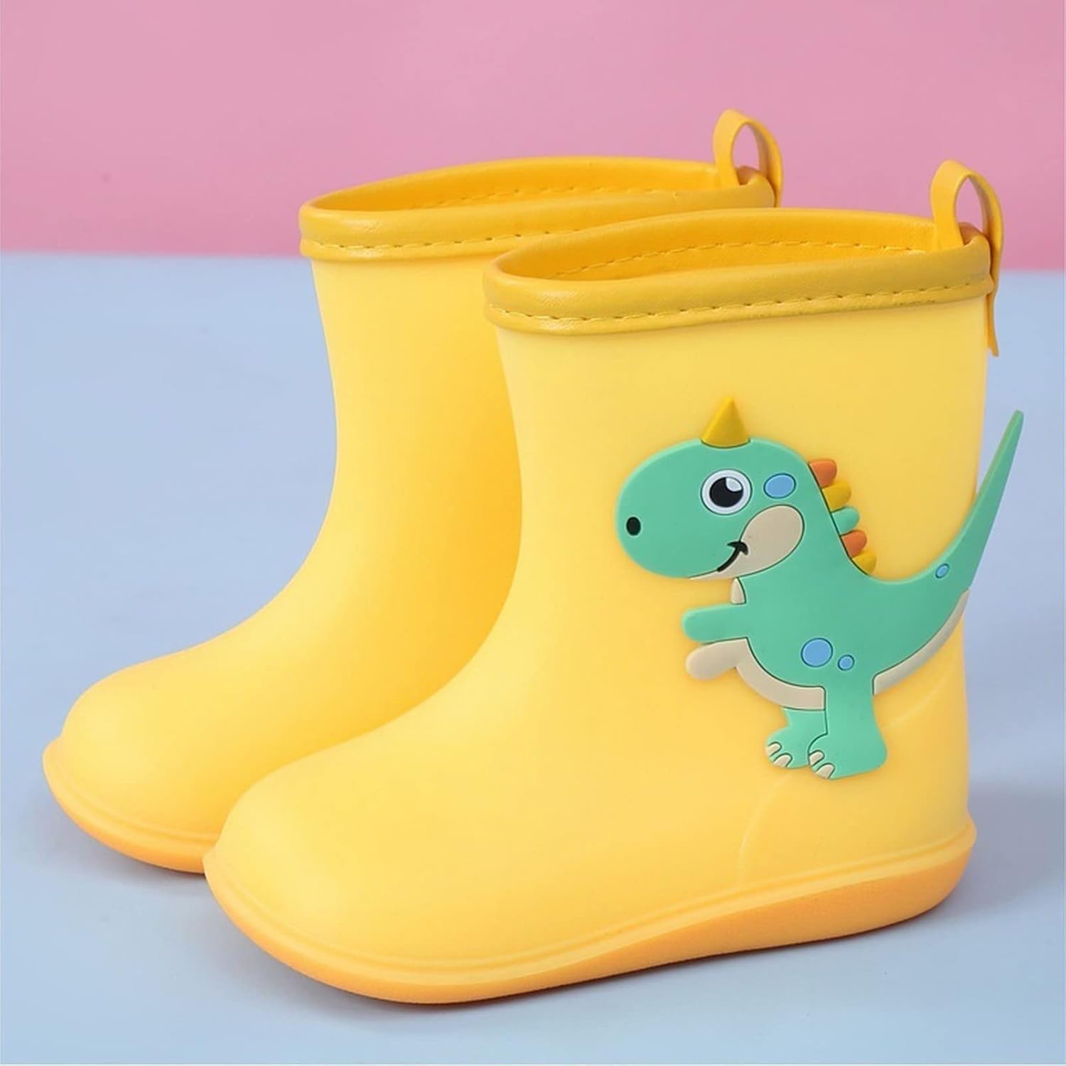 tiny toddlers rain boots waterproof Dinosaur theme Cute Easy on off