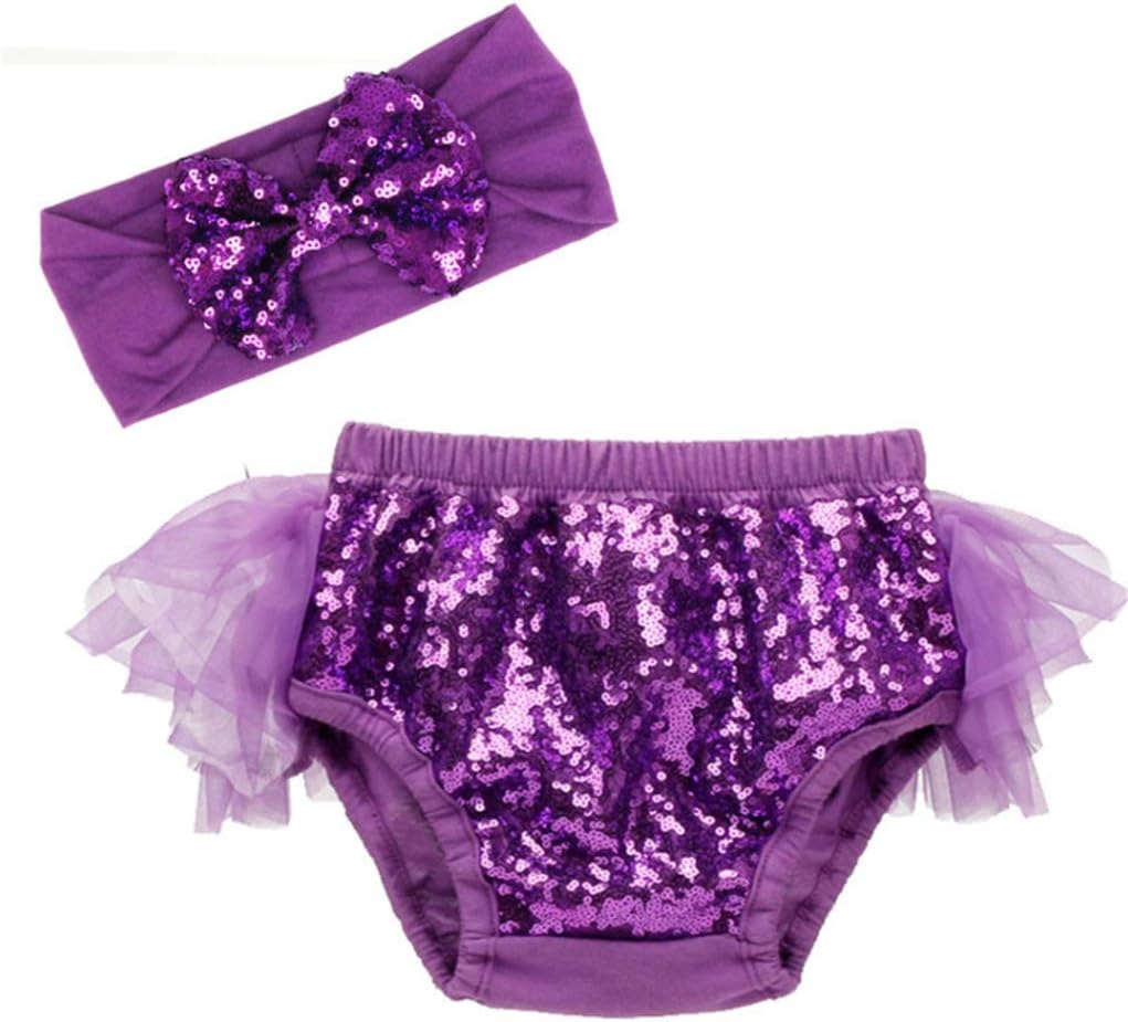 AYIYO Baby Girls Cotton Tulle Sequins Diaper Bloomers Sets