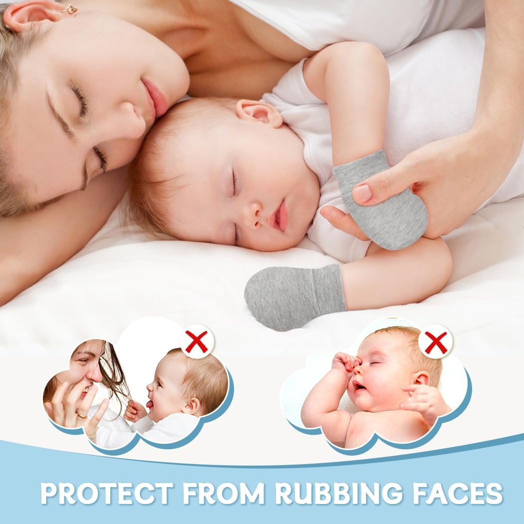 Soft Stretchy No-Scratch Baby Mittens for Newborns Made in USA
