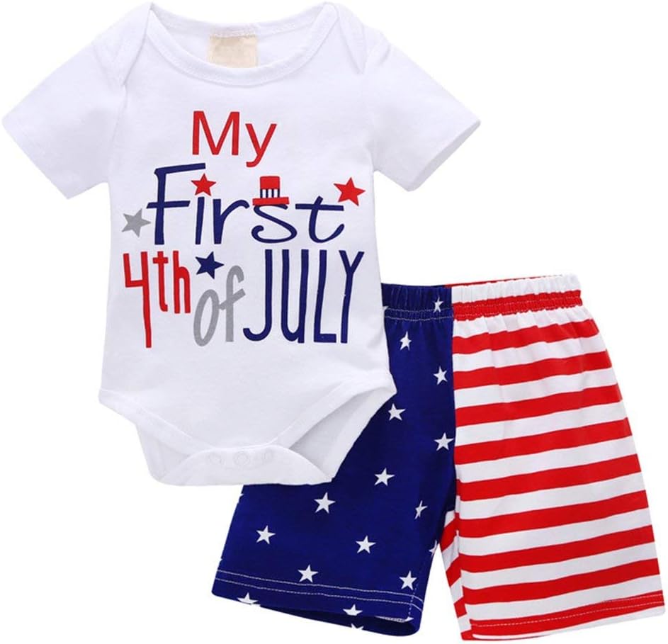 XFGLCK 4th of July Newborn Shorts Set