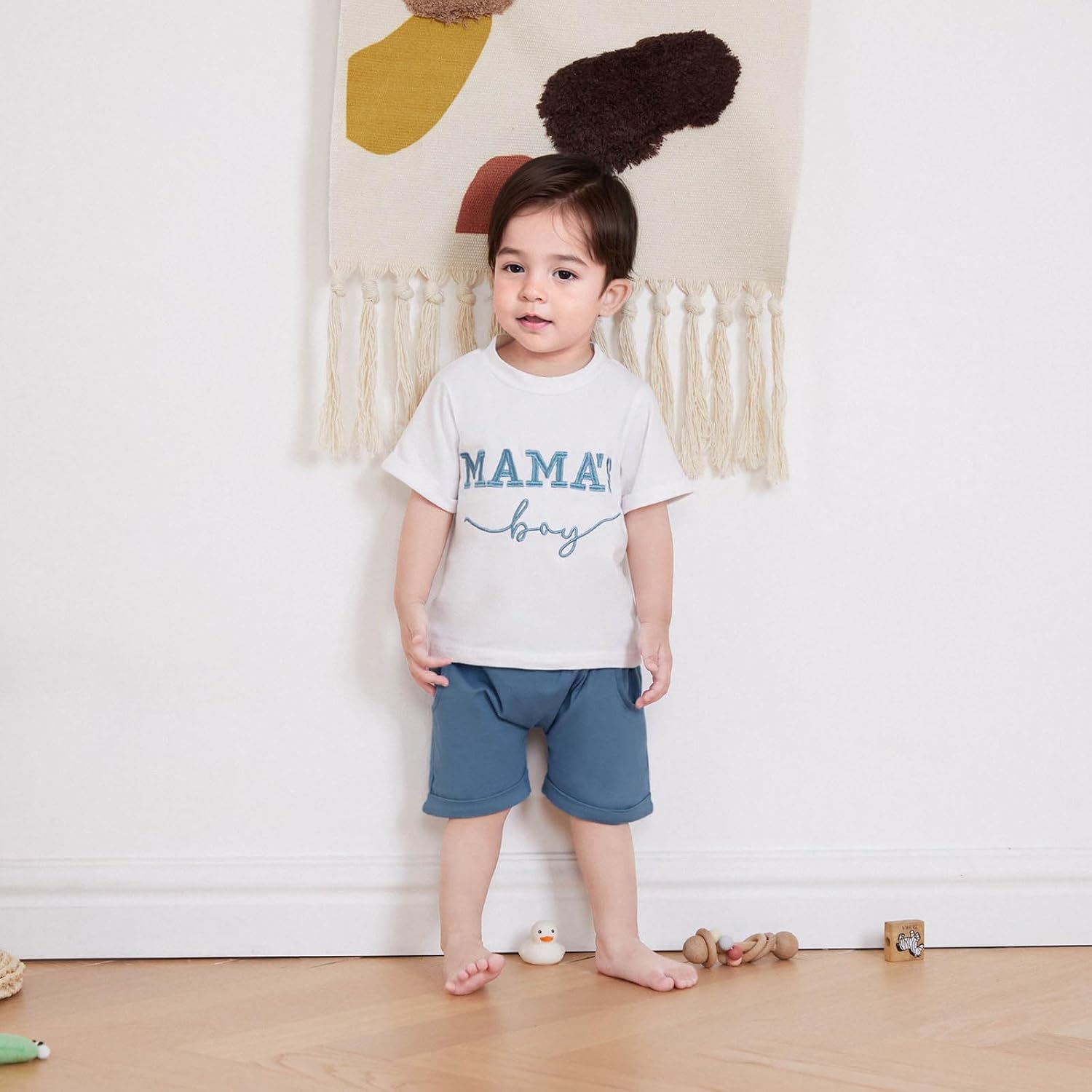 Trendy Embedded T-Shirt Set for Toddler Boys