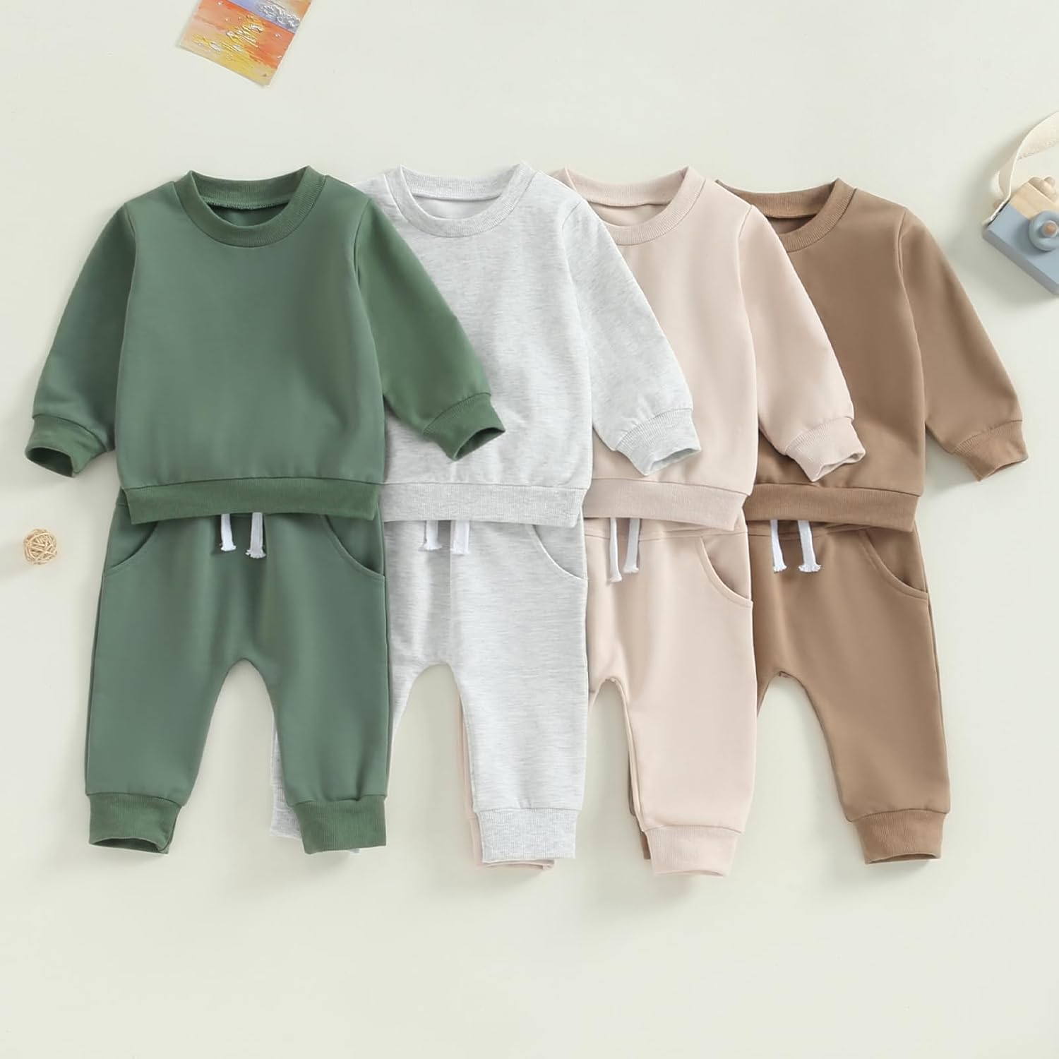 Tiacham Unisex Baby Clothes 2 Piece Sweatshirt Pant Set