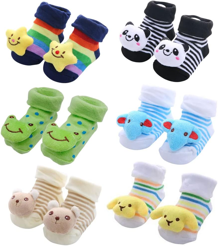 6-Piece Baby 3D Cartoon Anti-Skid Booties