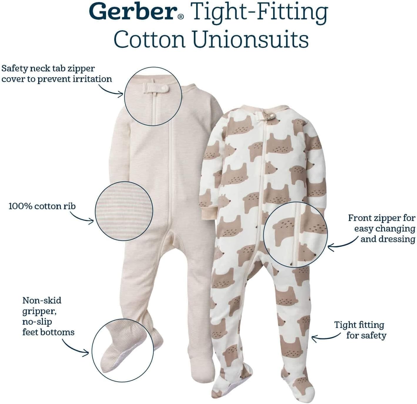 Gerber Baby Boys 4-Pack Pajamas for Safe Sleep