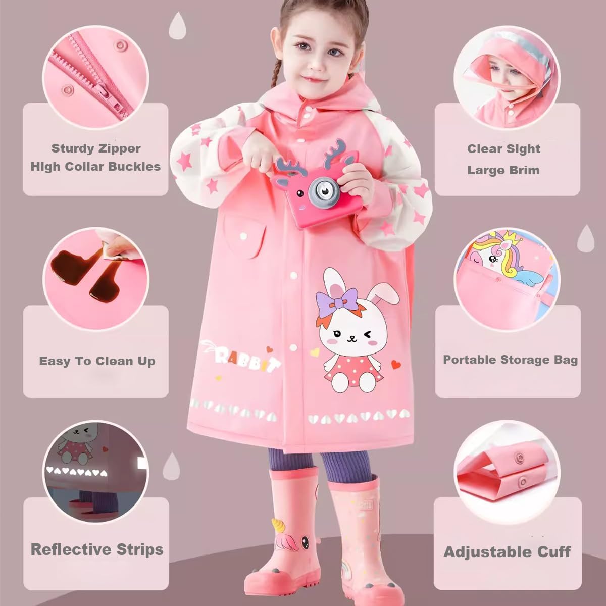 Bright Cute Kids Rain Coats for Boys Girls