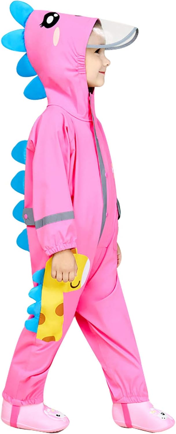 Popch Poncho - Dinosaur Kids Toddler waterproof rain jacket and raincoat