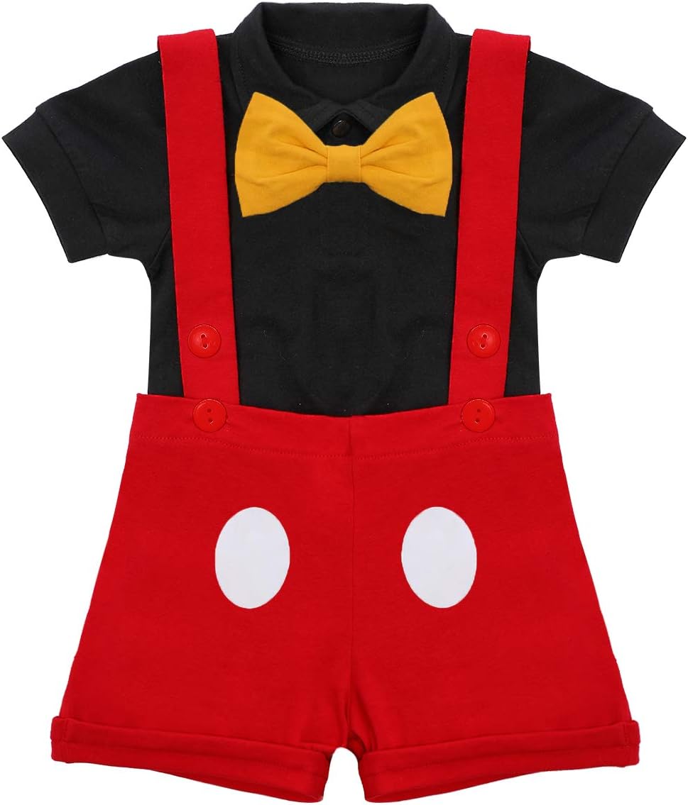 IBTOM CASTLE First Birthday Cake Smash Bowtie Romper for Baby Boys Tuxedo