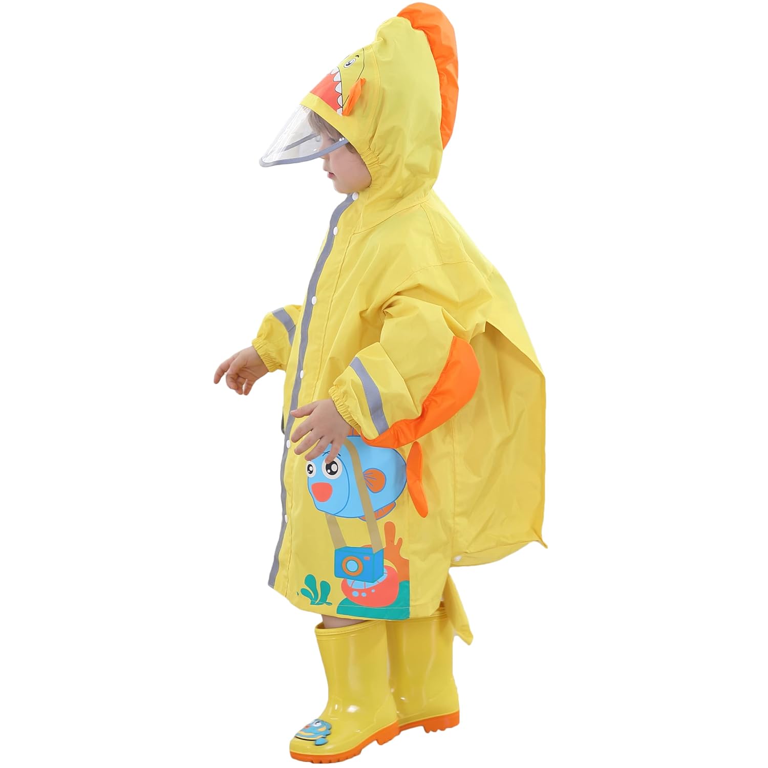 Fewlby Toddler Waterproof jackets for rain - Detachable hood with raglan sleeves