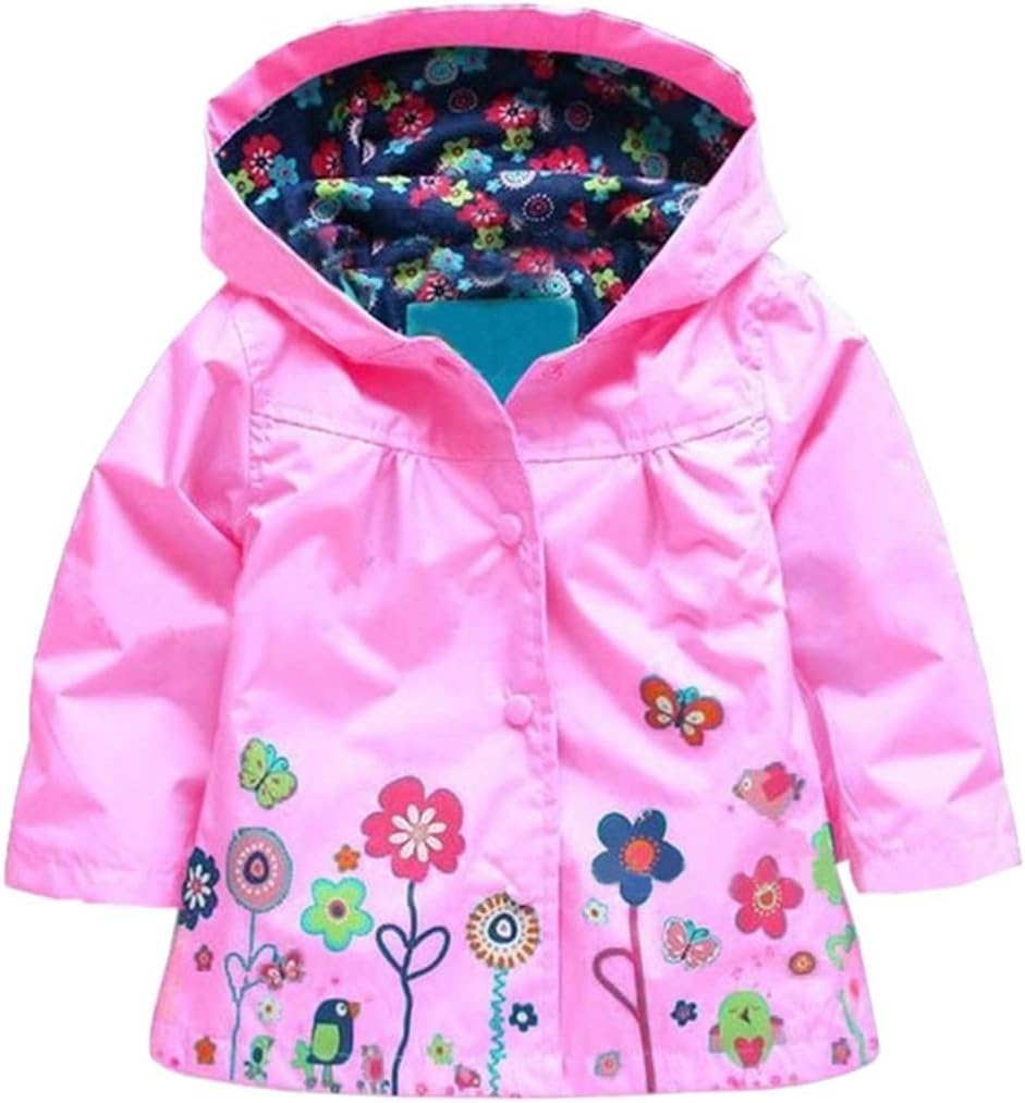 Arshiner Girl Baby Waterproof Hooded Raincoat Jacket for All Seasons