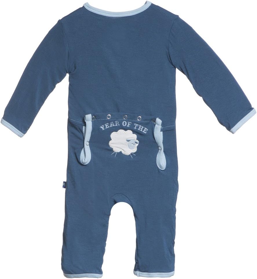 KicKee Pants Little Boys Holiday Applique Coverall - Twilight Year of the Sheep