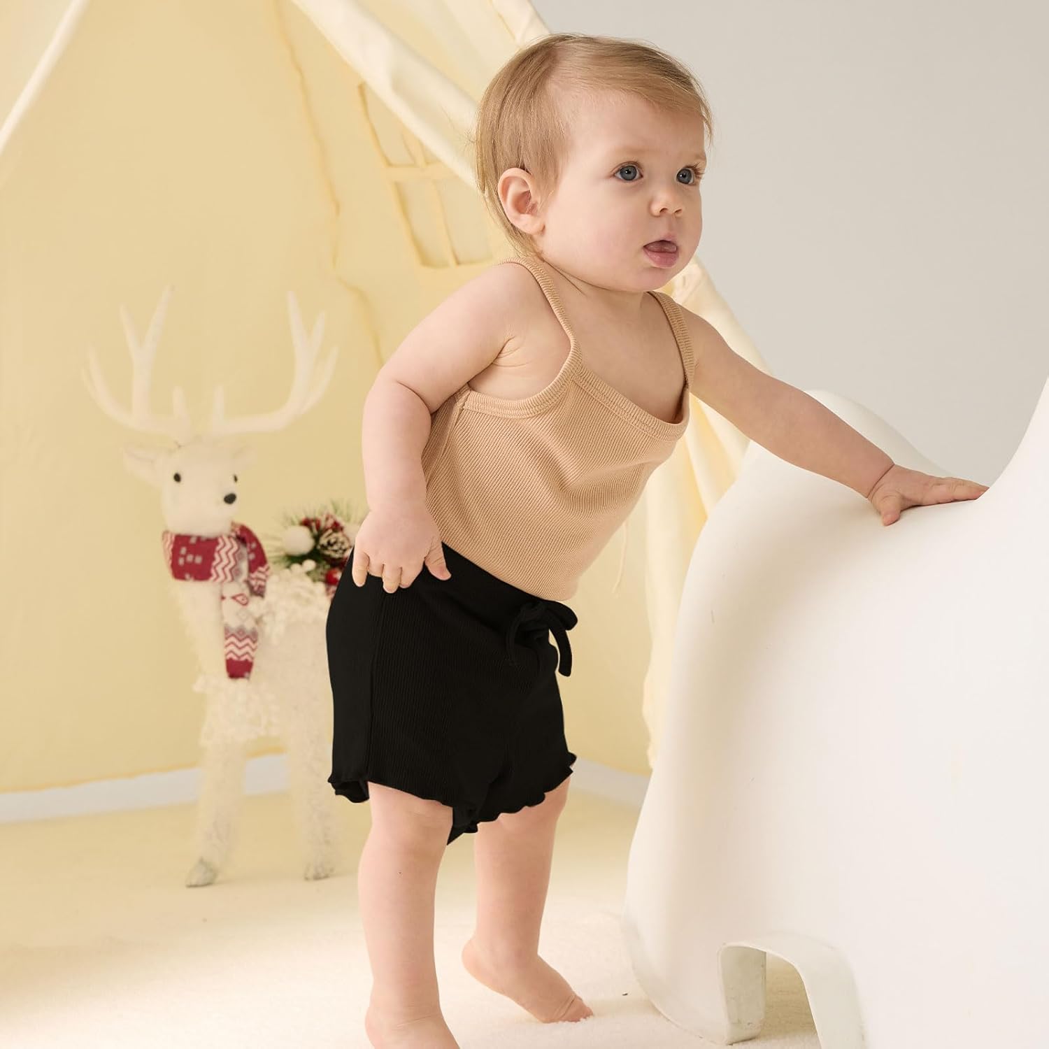 SOBOWO Toddler Girl Shorts Ribbed 3-Piece Summer Playwear